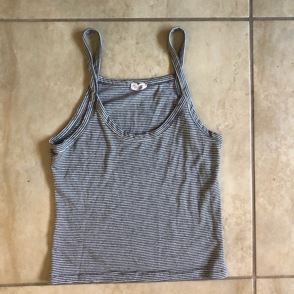 BRANDY MELVILLE GREY AND WHITE STRIPED TANK TOP - Picture 2 of 2